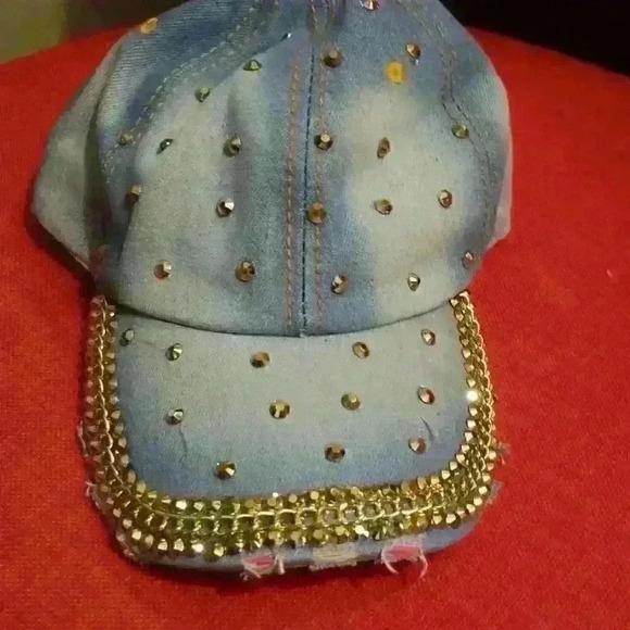 Denim Hat with Rhinestones - Picture 1 of 1